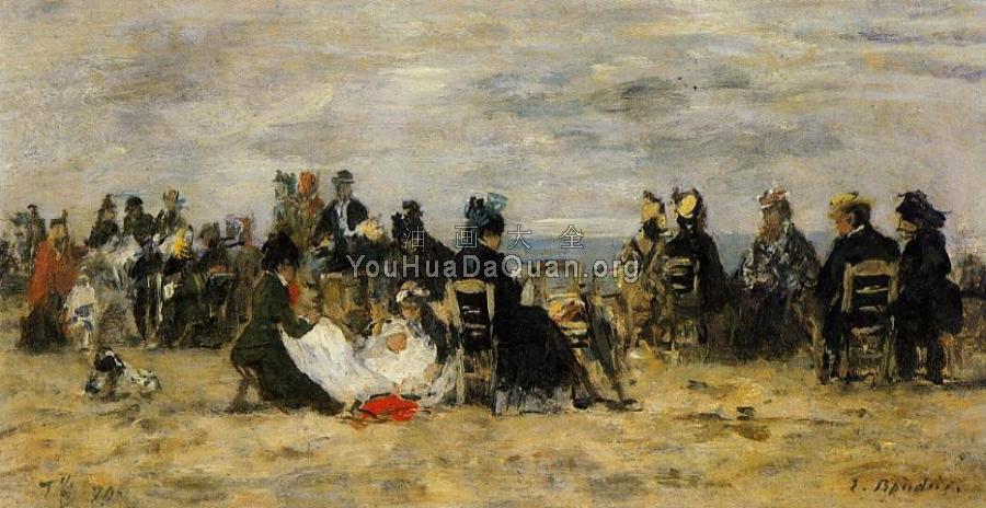 Beach Scene, Trouville - 尤金·布丹